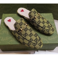 Popular Style Gucci GG Canvas Princetown Slipper with Horsebit 043051 Green 2021