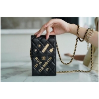 Good Product CHANEL Shoulder Micro Mini Bag On Chain AP2288 Black