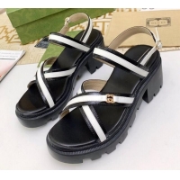 Grade Design Gucci Lug Sole Sandal with Web 050766 Black 2021