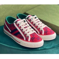 Cheap Price Gucci Tennis 1977 GG Multicolour Low-Top Sneakers 510103 Red