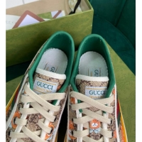 Luxury Kai x Gucci Donald Bear GG Canvas Tennis 1977 Low-Top Sneaker 510108 Beige 2021