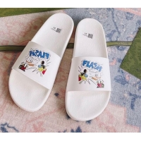 Top Quality Disney x Gucci Donald Duck Flat Slide Sandal 510125 White