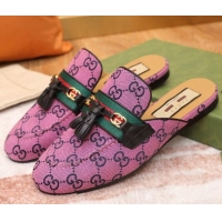 Good Quality Gucci GG Multicolor Canvas Slipper with Tassels 070301 Pink 2021