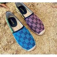 Best Product Gucci GG Multicolor Canvas Espadrilles 070907 Pink/Blue 2021