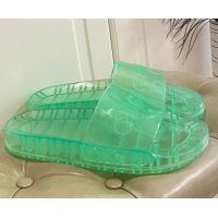 Best Grade Gucci Transparent PVC Slide Sandals 071034 Green