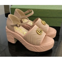 Affordable Price Gucci Chevron Lambskin Platform White 9cm 071443 Apricot