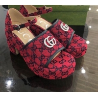 Best Price Gucci Chevron Lambskin Platform Sandals 071453 Red