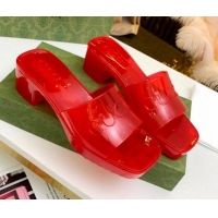 Unique Grade Gucci Transparent Rubber Slide Sandals 081042 Red