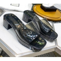 Low Cost Gucci Transparent Rubber Slide Sandals 081047 Black 2021