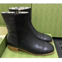 Fashion Gucci Calfskin Short Boot with Double G Toe 081050 Black 2021