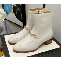 Best Grade Gucci Lambskin GG Chain Charm Ankle Boots 081056 White 2021