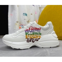 Best Price Gucci Rhyton Sneakers in Letter Print Calfskin 081301 White 2021