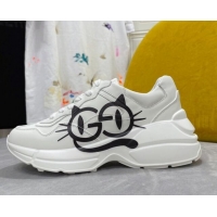 New Design Gucci Rhyton Sneakers with Cat Eyes 081301 White 2021