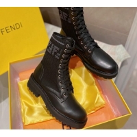 Good Quality Fendi Rockoko Calfskin and Knit Ankle Boots 081243 Black 2021