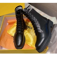 Low Price Fendi Rockoko Calfskin and Knit Ankle Boots 081246 Black 