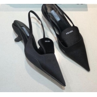 Top Quality Prada Silk Slingback Pumps 3cm 042796 Black