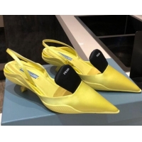 Charming Prada Silk Slingback Pumps 3cm 042796 Yellow