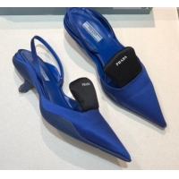 Best Price Prada Silk Slingback Pumps 3cm 042796 Royal Blue