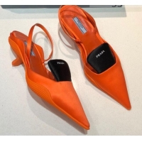 Top Quality Prada Silk Slingback Pumps 3cm 427100 Orange