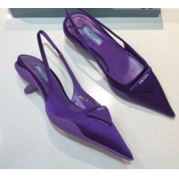 New Style Prada Silk Slingback Pumps 3cm 427100 Purple