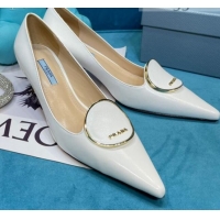 Perfect Prada Texture Calfskin Pumps 5.5cm 043025 White 2021