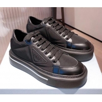 Top Quality Prada Macro Re-Nylon and Brushed leather Sneakers 051001 Black 2021 