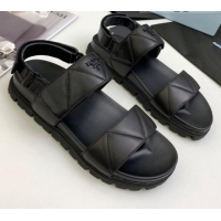 Low Price Prada Padded Nappa Leather Slingback Sandals 061218 Black 2021