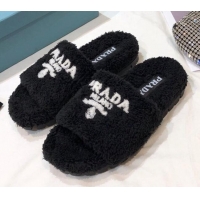 Best Design Prada Logo Fur Mules 070625 Black 2021