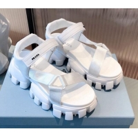 Good Quality Prada Sporty Woven Nylon Tape Sandals 071270 White 2021