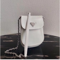 Classic Discount Prada Brushed leather mini-bag 1BH185 white