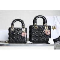 Good Quality LADY DIOR MY ABCDIOR BAG Cannage Heart Original Lambskin Bag M0539O Black