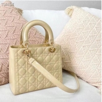 Buy Discount MEDIUM LADY DIOR BAG Beige Patent Cannage Calfskin M0565OW