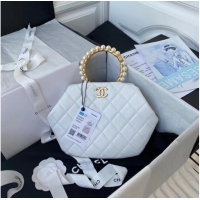 Hot Sell Cheap CHANEL Top Handle Leather Bag AS2609 White