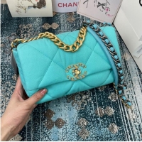 Most Popular CHANEL 19 Flap Canvas Bag AS1160 AS1161 AS1162 Blue