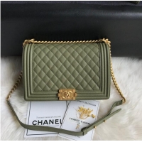 Famous Brand Boy Chanel Flap Bags Original Caviar Leather A67088 Dark Green