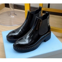 Cute Prada Brushed Leather Boots 081136 Black 2021