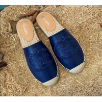 Well Crafted Prada Lambskin Logo Embroidered Espadrille Mules 081305 Blue 2021