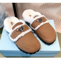 Low Cost Prada Suede Shearling Slipper Cognac 081455 Brown