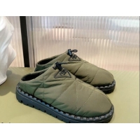 Luxury Prada Padded Nylon Fabric Slippers 081601 Green