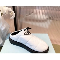 Discount Prada Padded Nylon Fabric Slippers 081601 White