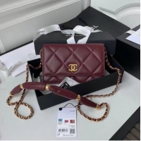 Spot Bulk Chanel Flap Shoulder Bag mini Original leather AS2755 Wine