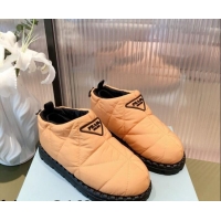 Pretty Style Prada Padded Nylon Fabric Slip-on Shoes 081613 Apricot 2021