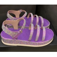 Unique Discount Chanel Crystal Platform Sandals G37140 Purple 2021