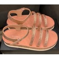 Good Product Chanel Crystal Platform Sandals G37140 Pink 2021