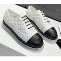 Low Price Chanel Calfskin Lace-ups Sneakers G37238 White 2021