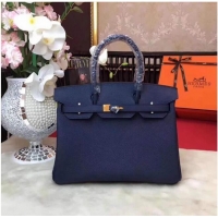 Famous Brand Hermes Birkin 25CM Togo Bag Original Leather H25E Navy