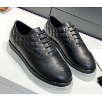 Super Chanel Calfskin Lace-ups Sneakers G37238 Black