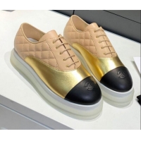 Purchase Chanel Calfskin Lace-ups Sneakers G37238 Beige 