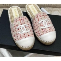 Discount Chanel Tweed Espadrilles Mules G37482 Pink 2021