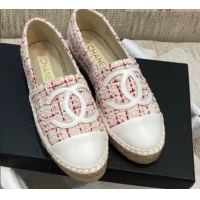 Good Looking Chanel Tweed Flat Espadrilles G29762 Pink 2021